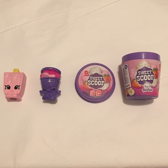 Shopkins Other - 3 Pieces Glitter Ice Cream Truck Shopkins Gold Emblem Collectors Edition + Tub